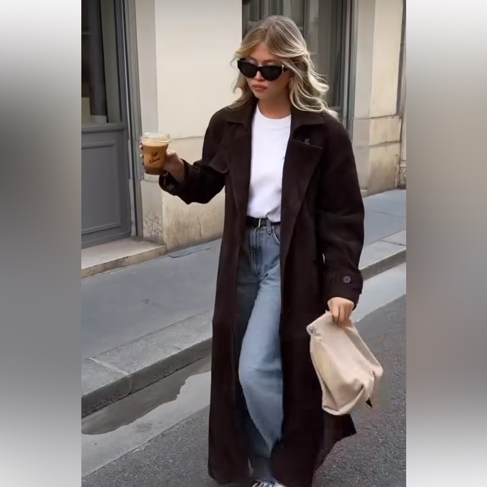 Ducie Corrin Suede Trench Coat Espresso